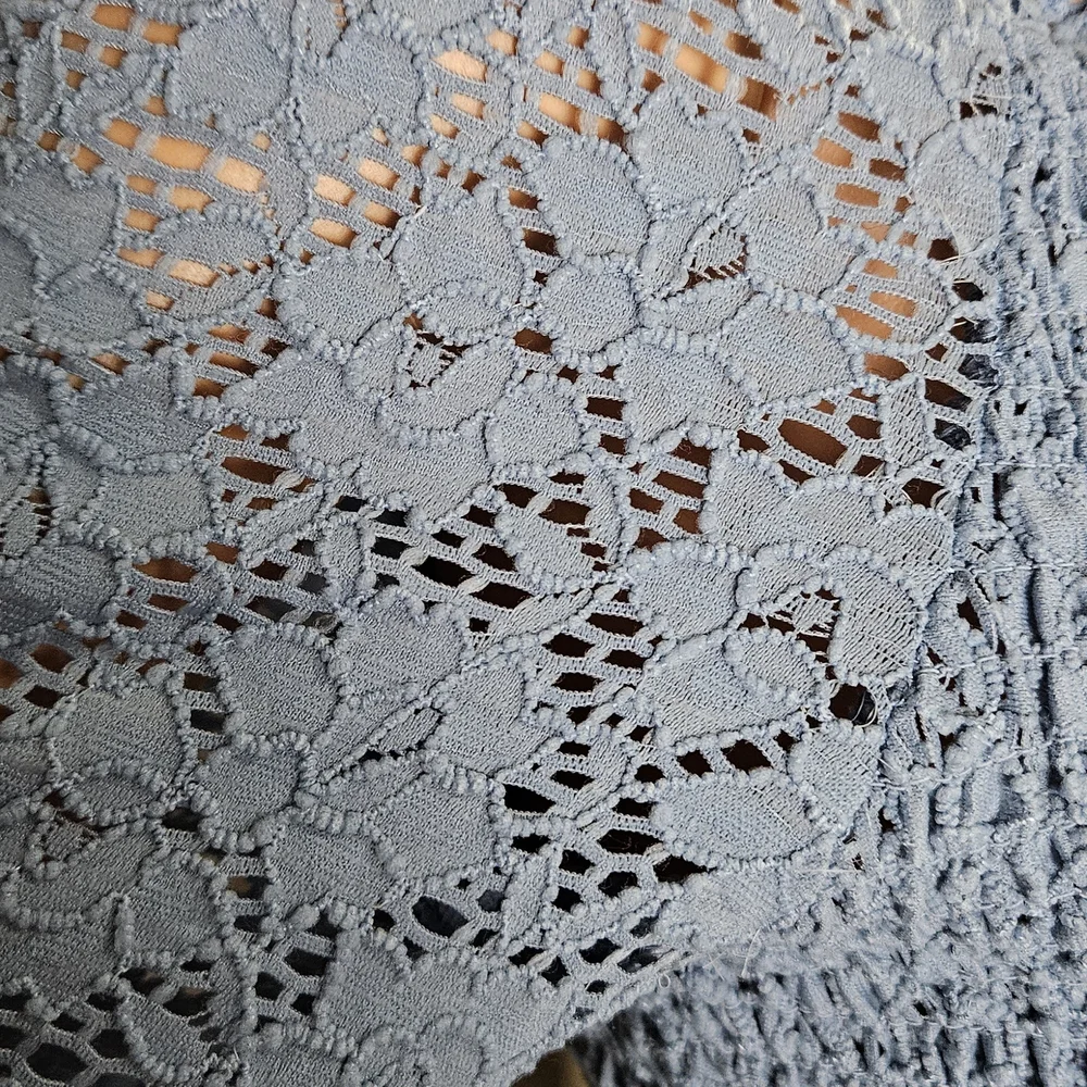 Planet Gold Blue Smocked Lace Long-Sleeve Top – XL NWT